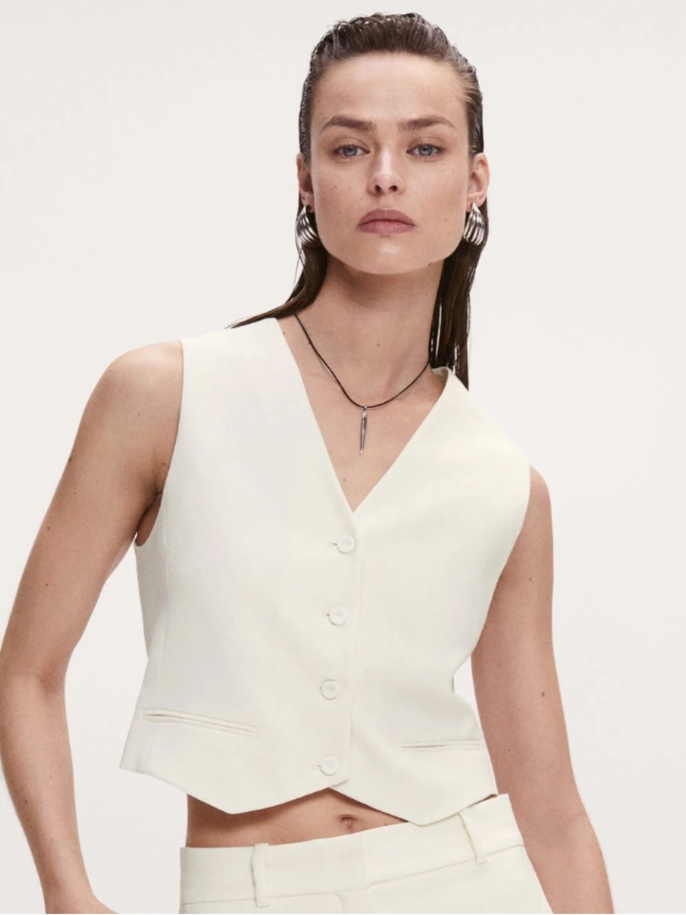 Mango V-Neck Tailored Vest